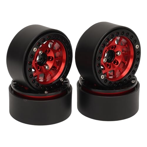 Jantes RC Beadlock 1.9 aluminium rouge pour SCX10 II - 2