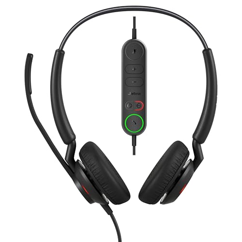 Jabra Engage 40 Wired Headset - 2 World Class Microphones with Active Noise Cancelling - Ultra Light Weight 63g - UC Certified - USB On Ear Headphones with Mic - Real Time Insights - BalancedVoice