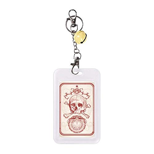 Protège-carte poker couronne rouge badge squelette et clochette jaune étui