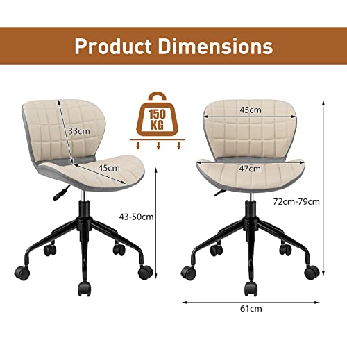 Chaise de bureau pivotante en lin et cuir PU réglable - 4