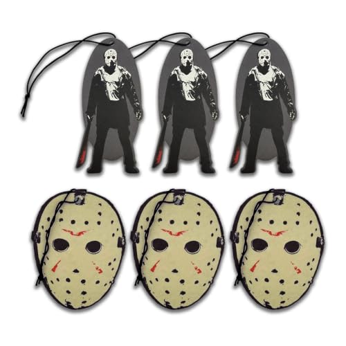 Image of Elektroplate Friday the 13th Jason Car Air Freshener Variety 6-Pack | Officially Licensed, Long-Lasting Midnight Chiller Scent, Vivid Jason Graphics, Versatile Hanging Design