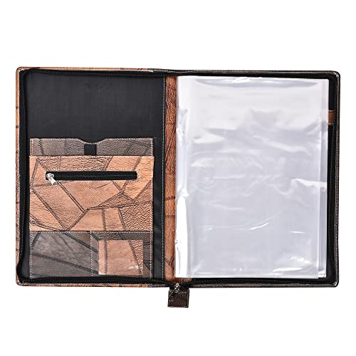 Secretden Faux Leather File Folders For Certificates, Business Presentation Folder Portfolio, Document Artwork Organizer Padfolio With 20 Clear Sleeves Size: B4 Color: Gray Brown #TOP1