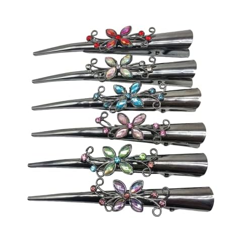 MELUOGE Crocodile crystal hair clip for modeling salon division, rust proof, durable, anti slip duckbill metal clip, suitable for thick and thin hair Cover