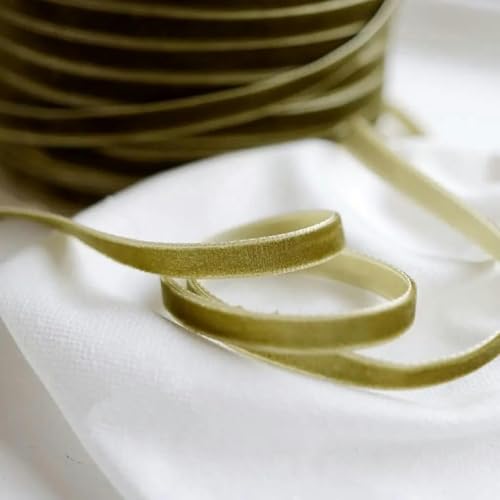 Cinta de terciopelo de una sola cara de 6 mm y 10 mm (2/8'), para diadema, accesorios para el cabello, tela de encaje de, verde militar, 10 mm