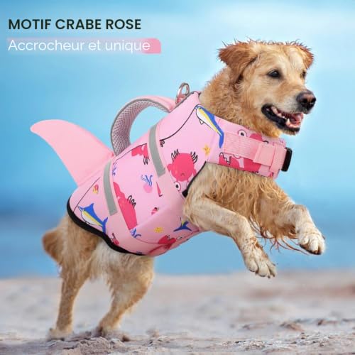 AOFITEE Gilet de Sauvetage pour Chien, Réglable Gilet de Sauvetage Chien la Natation, Haute Flottabilité avec Poignée et réfléchissant, De Petite, Moyenne et Grande Taille – vue 2