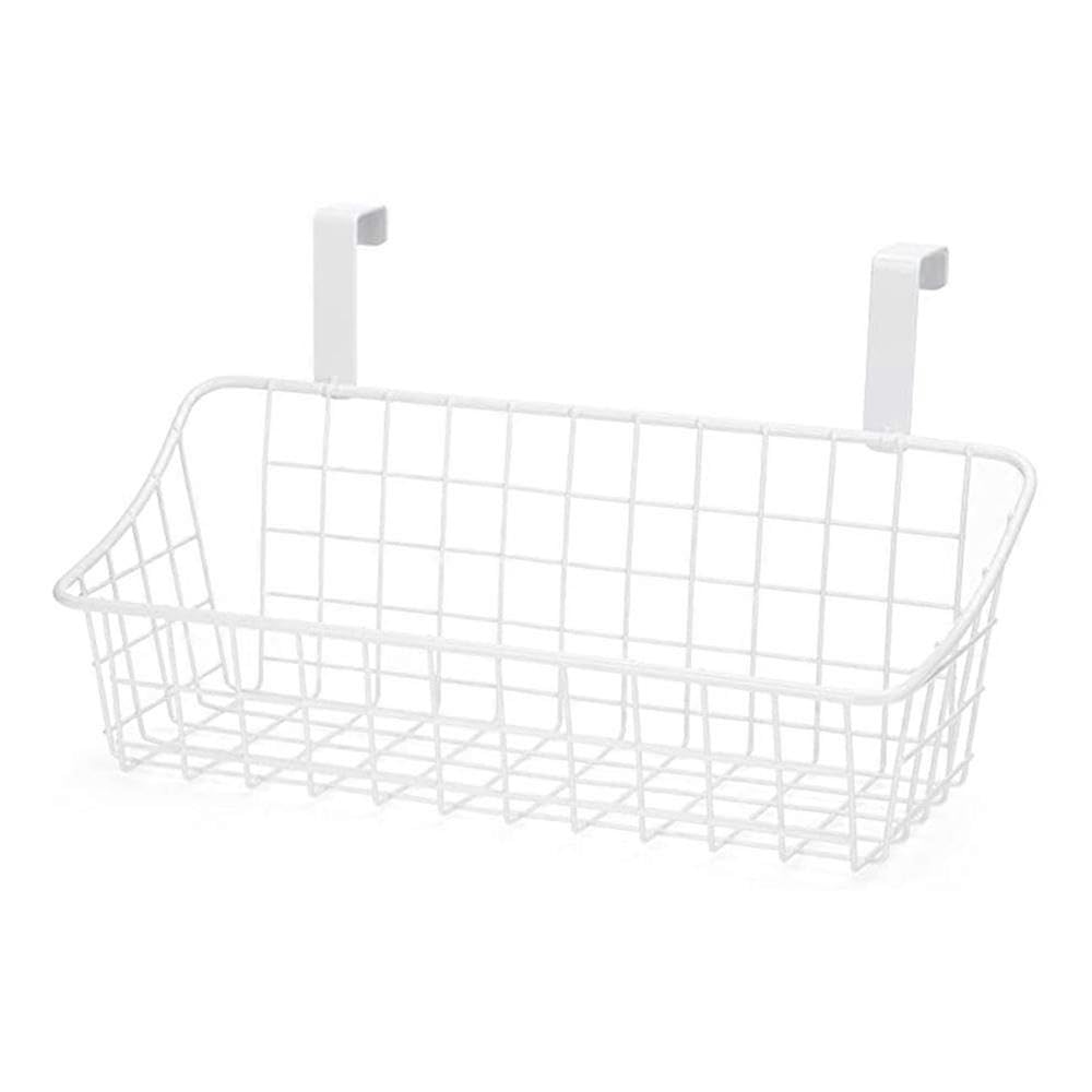 JOYHAPPST Basket with Hook Grid Storage Basket, Hang it Behind a Door or on a Railing, Over the Cabinet Door, White