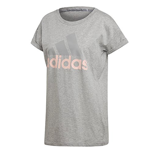 Image of adidas Women Essentials Linear Loose T-Shirt - Medium Grey Heather, X-Small
