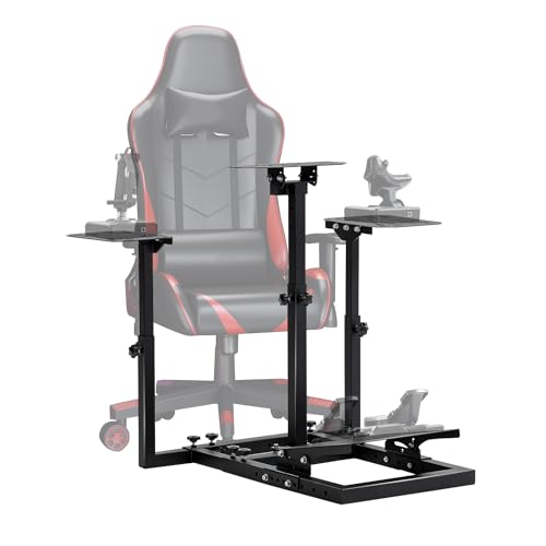 Supllueer Flight Sim Stand with 3 Multiple Shift Lever Panels fit for Logitech,Thrustmaster, G27 G29 X52 X56, Flight Simulator Cockpit Racing Wheel Stand without Wheel Pedal Shifter Seat