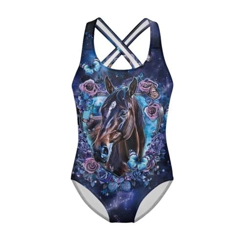 Image of Girls One Piece Cat Swimsuits Quick Dry Cartoon Beach Bathing Suit Crossback Swimwear for Kids 5-14 Years