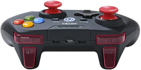 Top view of SHAKS S2b Blackstorm controller showing shoulder buttons and micro-USB port