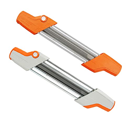 Afilador de cadena de motosierra 2 en 1, Lima fácil de 4,0mm/4,8mm, lima de afilado de cadena de motosierra for sierra de cadena, joyería de piedra(Orange White,4.8mm)