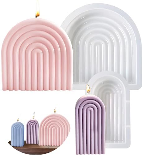 QHFlashbuy 2 Piezas Moldes para Velas,Moldes Velas en Forma de N,3D Moldes Puente Arcoiris de Silicona,Moldes de Silicona para Hacer Jabón, Velas,DIY