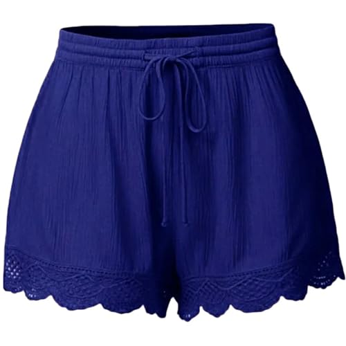 Shorts For Women Casual Elastic Waist Drawstring Yoga Shorts Comfortable Lace Trim Beach Shorts Women's Beach Shorts