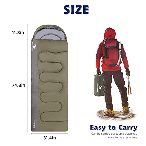 Sleeping Bag for Adults & Kids, Waterproof Lightweight Backpacking Sleeping Bags, Envelope Hooded 3 Season for Camping Hiking Outdoor Travel miniatura 2