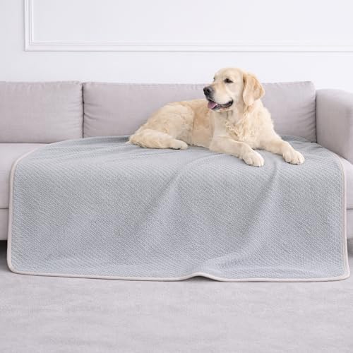 Dreamzie - wasserdichte Decke - Hundedecke Sofa Bett Auto Outdoor 127x152cm - Reversible und Maschinenwaschbar Liebesdecke aus Sherpa Fleece - Hellgrau