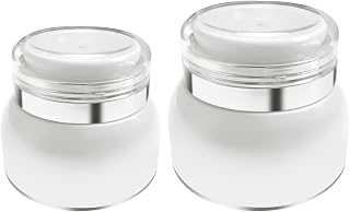 Refillable Travel Cosmetic Creams Jar, 2 Pcs Airless Pump Empty Jars for Lotion, Moisturizer Creams (30g & 50g)