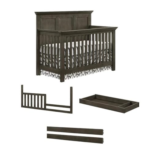 Pemberly Row Nursery Set with Convertible Crib, Bed Rails, Changer