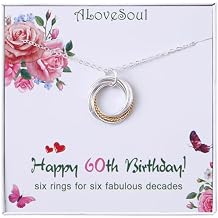 60th Birthday Gifts for Women - 925 Sterling Silver Six Circle intertwined Necklace for Her, 6 Decade Jewelry 60 Years Old 1959 Birthday Gifts