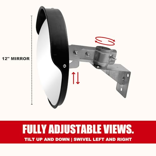 Securityman 12-Inch Convex Mirror for Blind Spots – Indoor Security Mirror for Close Range Viewing Up to 20 Ft – Shatterproof with Wide Fisheye 90° View