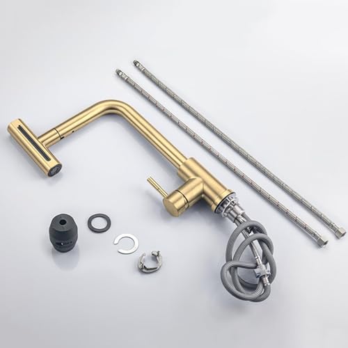 Grifo de cocina dorado antisalpicaduras con flujo cascada LWX 7