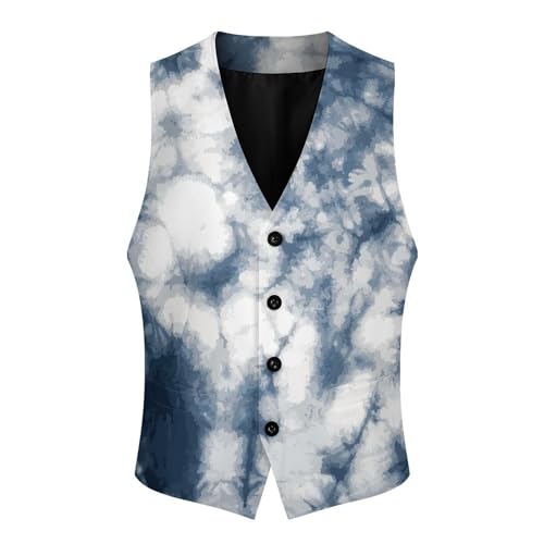 Abstract Style of Tie Dye Men's Suit Vest Slim Fit V-Ncek Waistcoat Business Casual Vest4