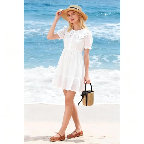Bolso de paja tipo tote para mujer, bolso cilíndrico tejido a mano con cinta, ideal para playa, vacaciones, viajes y uso diario miniatura 7