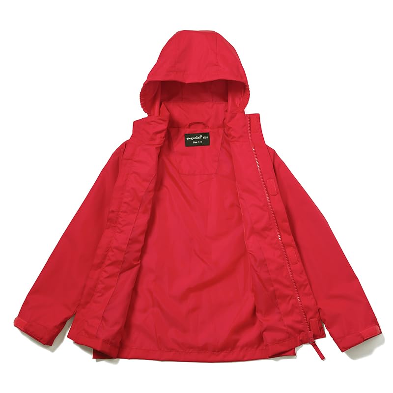 Image of YINGJIELIDE Boys Girls Waterproof Rain Jackets Kids Easy to Fold Windbreaker Lightweight Outdoor Hooded Raincoat