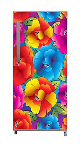 Advait Designs Decorative 3D Flower Splash in Under Water & Water dropes Extra ladge Fridge Sticker (PVC Vinyl Covering Area 61cm X 160cm)-MFN