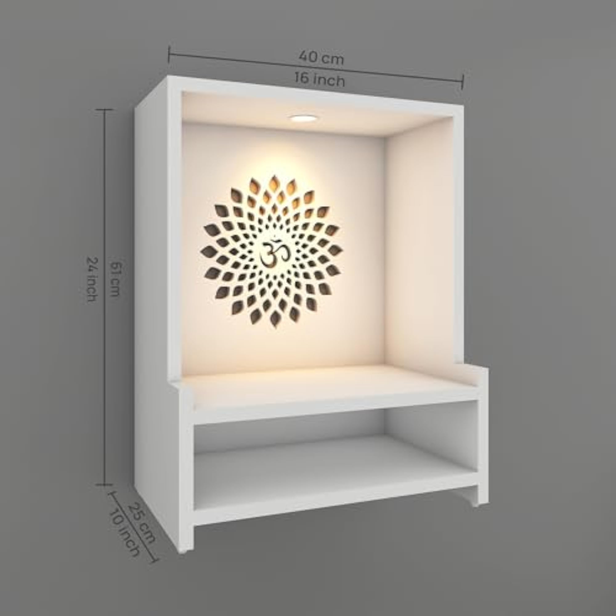 Godly LED Light OM Wall Temple Mandir for Home Puja