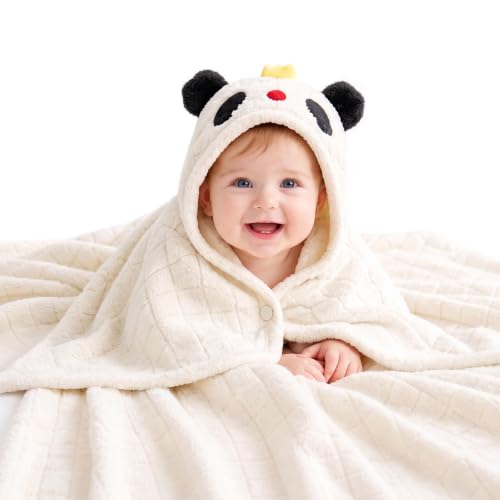 Image of Baby Hooded Towels with Animal Design, Soft & Absorbent Bath Towel with Hood for Newborn Babies Infant Toddler Kids Boy and Girl Essentials 32x49Inch (Panda)