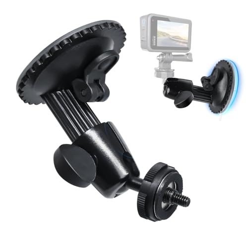 1/4" Suction Cup Mount - Universal Camera Holder for Dashcams, Action Cameras, Phones & More, 360° Adjustable, Easy Installation & Quick Release
