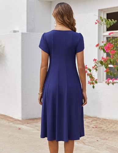 Image of ZEAGOO Womens Casual Dresses for Summer Short Sleeve Flare Midi Dress Loose Flowy Beach Sundress