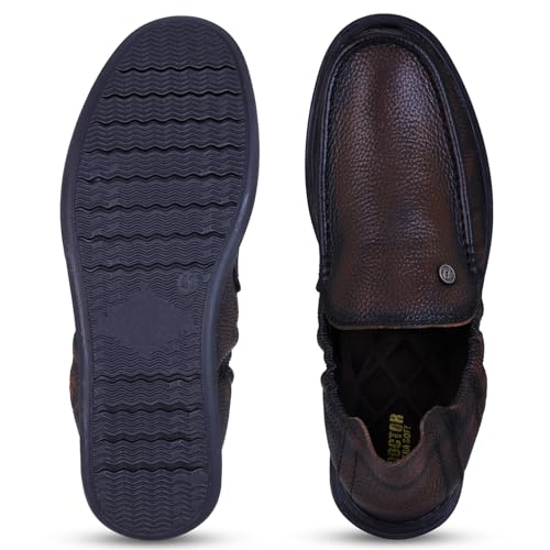 Image of DOCTOR EXTRA SOFT Classic Genuine Leather Formal Shoes for Men with Memory Foam Cushion| Ultra Lightweight & Comfortable|Stylish & Flexible|Parties,Occasions,Office,Wedding,Casual|Black Slip On D-805
