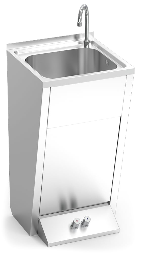 Lave-Mains INOX sur Pied avec 2 poussoirs 450x450x850 mm 450x450x850 mm