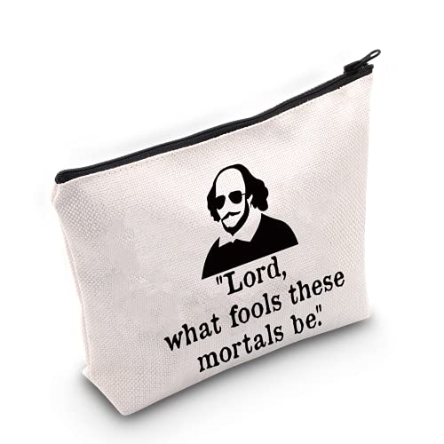 LEVLO Divertido bolso de maquillaje de Shakespeare para los fanáticos de Shakespeare regalo Lord What Fools These Mortals Be Maquillaje Bolsa con cremallera para mujeres y niñas, What Fools Cover