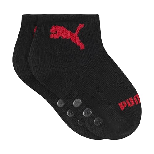 PUMA Unisex Baby Infant Anklet Socks (8-Pack), Grey/Black/Red, 0-12M - image 6