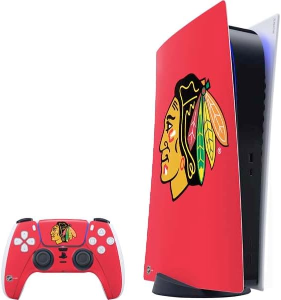 Skinit Decal Gaming Skin Compatible with PS5 Bundle - Officially Licensed NHL Chicago Blackhawks Distressed Design
