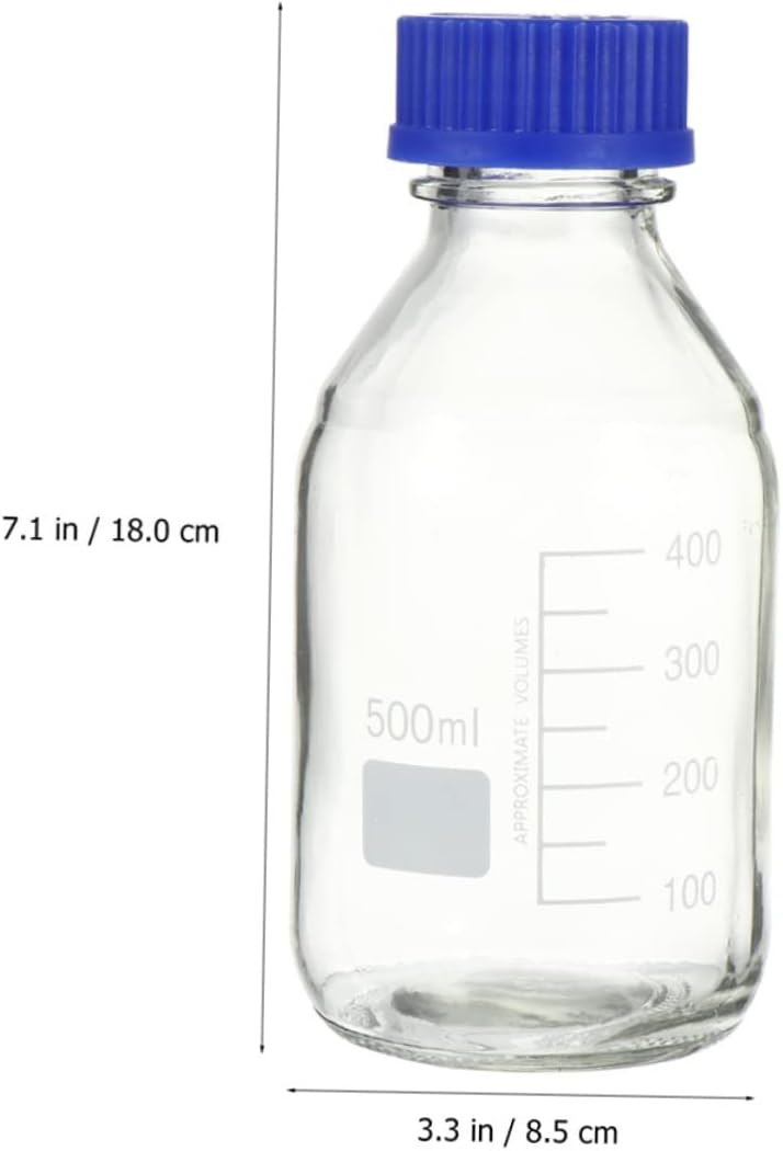 Garneck 1Pc Glass Bottle with Calibration Markings Sample Container for Lab Use Assorted Measurement for Chemicals and Liquids