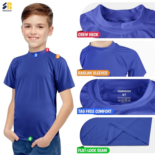 Image of Boy's UPF 50 Rash Guard Swim Shirts Short Sleeve Sun Protection SPF Fishing Surfing Water Beach Shirts Quick Dry