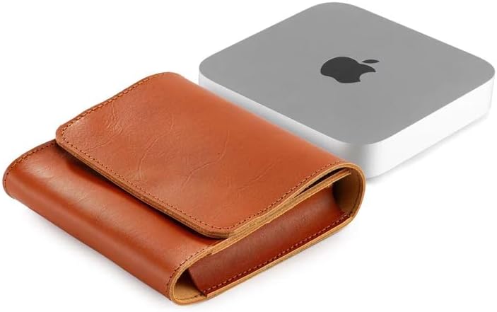 Handmade Vegetable Tanned Leather Mac mini Case: Luxury Organizer image 5