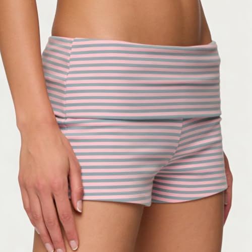 Image of KMBANGI Womens Fold Over Shorts Elastic Waist Y2k Lounge Shorts Foldover Cute Pajama Micro Bottoms Mini Shorts Sleepwear