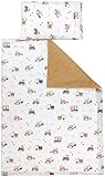 TupTam Kinder Bettwäsche Gemustert 2-Teilig Wendebettwäsche, Farbe: Baufahrzeuge/Bagger/Beige/Kakaobraun, Größe: 135x100 cm