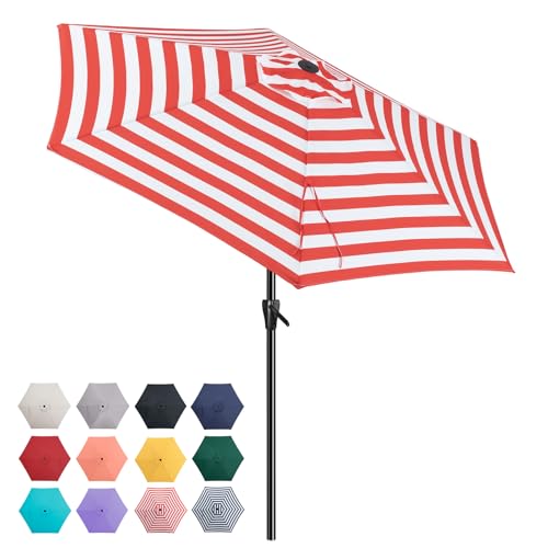 Image of Tempera Patio Market Outdoor Table Umbrella with Push Button Tilt and Crank, Large Sun Umbrella with Sturdy Pole & Fade Resistant Canopy, Easy to Set