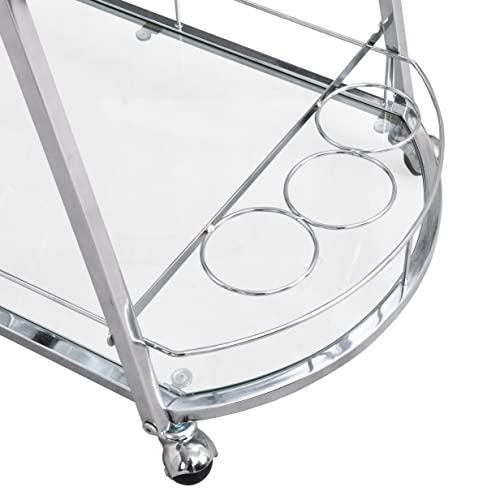 Chrome Mobile Bar Cart Serving Wine Cart With Wheels, 3-Tier Metal Frame Elegant Wine Storage For Kitchen, Party, Dining Room And Living Room, Silver #TOP7