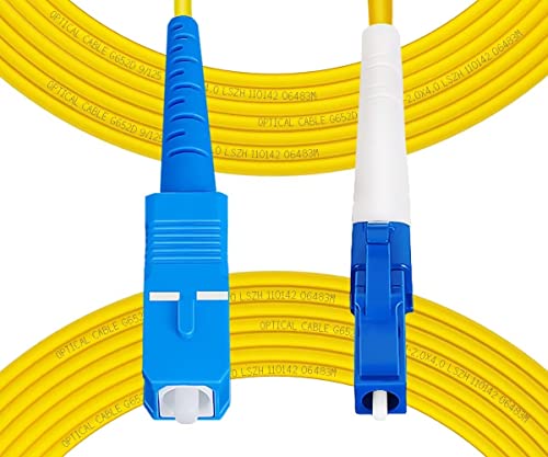 Fibergaga-5m(16ft) OS2 SC to LC Fiber Patch Cable, Single Mode, Simplex, Length Option: 0.5M(1.6ft)-100m(328ft) 9/125µm 2.0mm Diameter Fiber Optic Cable, OS1/OS2 Compatible
