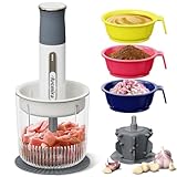 Arcmira Food Processor Cordless with 4 Bowls & 2 Blades, 3-in-1 Multifunction Electric Chopper/Meat Grinder/Vegetable Chopper/Garlic Peeler, Ideal for Chopping Meat, Veggie, Onion, Garlic & Baby Food