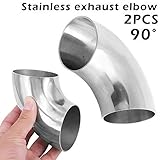 codo inox 3/4 Thinckness: 1.5mm (Aprox.) Guajave 2 Piezas 2.5inch/63mm Coche Tubo de Escape Acero Inoxidable 90 Grados Curva Codo Tubos