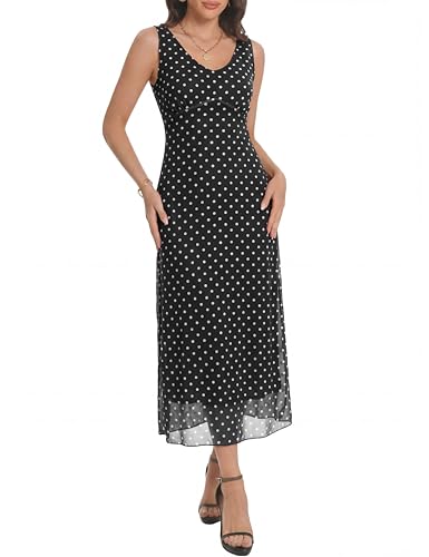 Image of Floral Maxi Dresses for Women Summer Semi Formal Long Mesh Dress | Womens Sleeveless V Neck Bodycon Elegant Casual Wedding Guest Cocktail Party Dress Date Night Outfits Spring Trendy 2026
