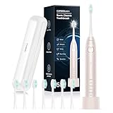 Operan Electric Toothbrush for Adults and Kids Rechargeable Sonic Toothbrush with 5 Modes 2-Min Smart Timer IPX7 Waterproof 40,000 VPM Motor with 8 Brush Heads & Travel Case (Champagne Gold)
