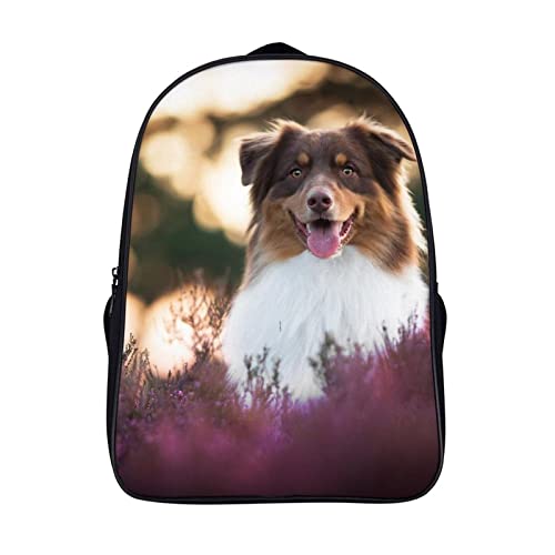 Sac à dos d'école pour enfants Australian Shepherd mode 3D pour adolescents 40x28x16cm